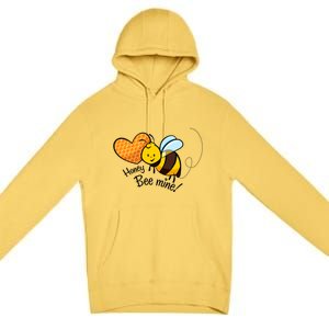 Honey Bee Mine! Couples Valentine's Day Bumble Bee Graphic Cool Gift Premium Pullover Hoodie