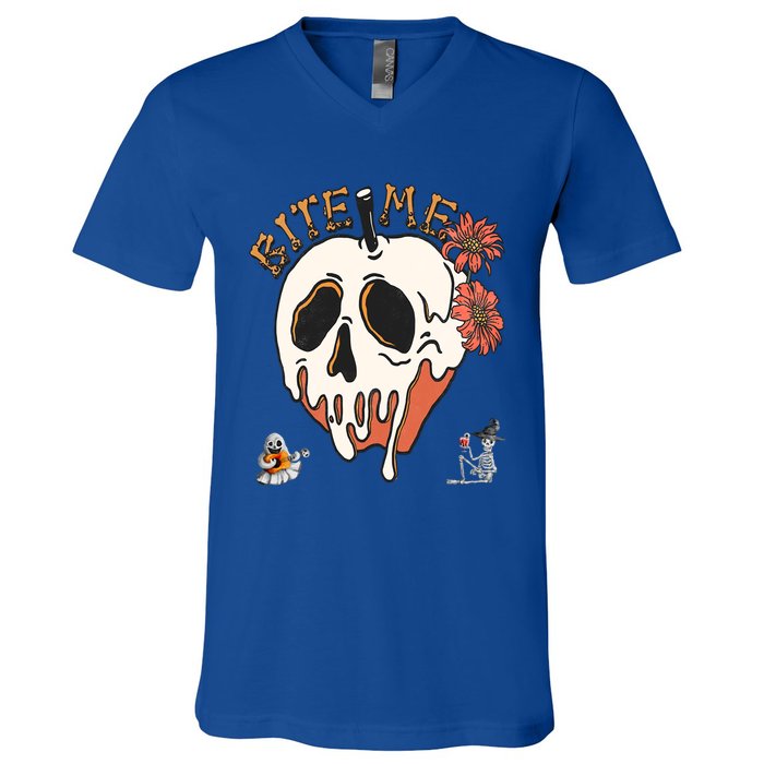 Halloween Bite Me Funny Design Meaningful Gift V-Neck T-Shirt