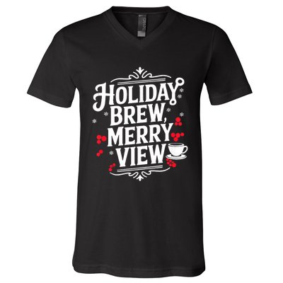 Holiday Brew Merry View Christmas Coffee Tank Top V-Neck T-Shirt