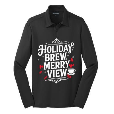 Holiday Brew Merry View Christmas Coffee Tank Top Silk Touch Performance Long Sleeve Polo