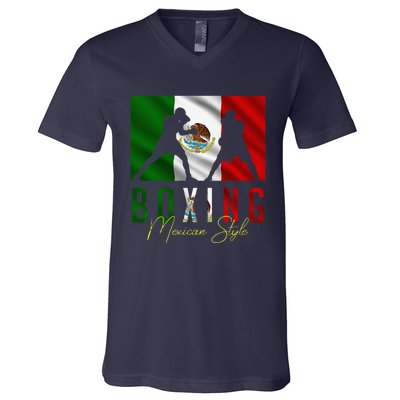 Humorous Boxing Mexican Sparring Kickboxing Kickboxer Fan V-Neck T-Shirt