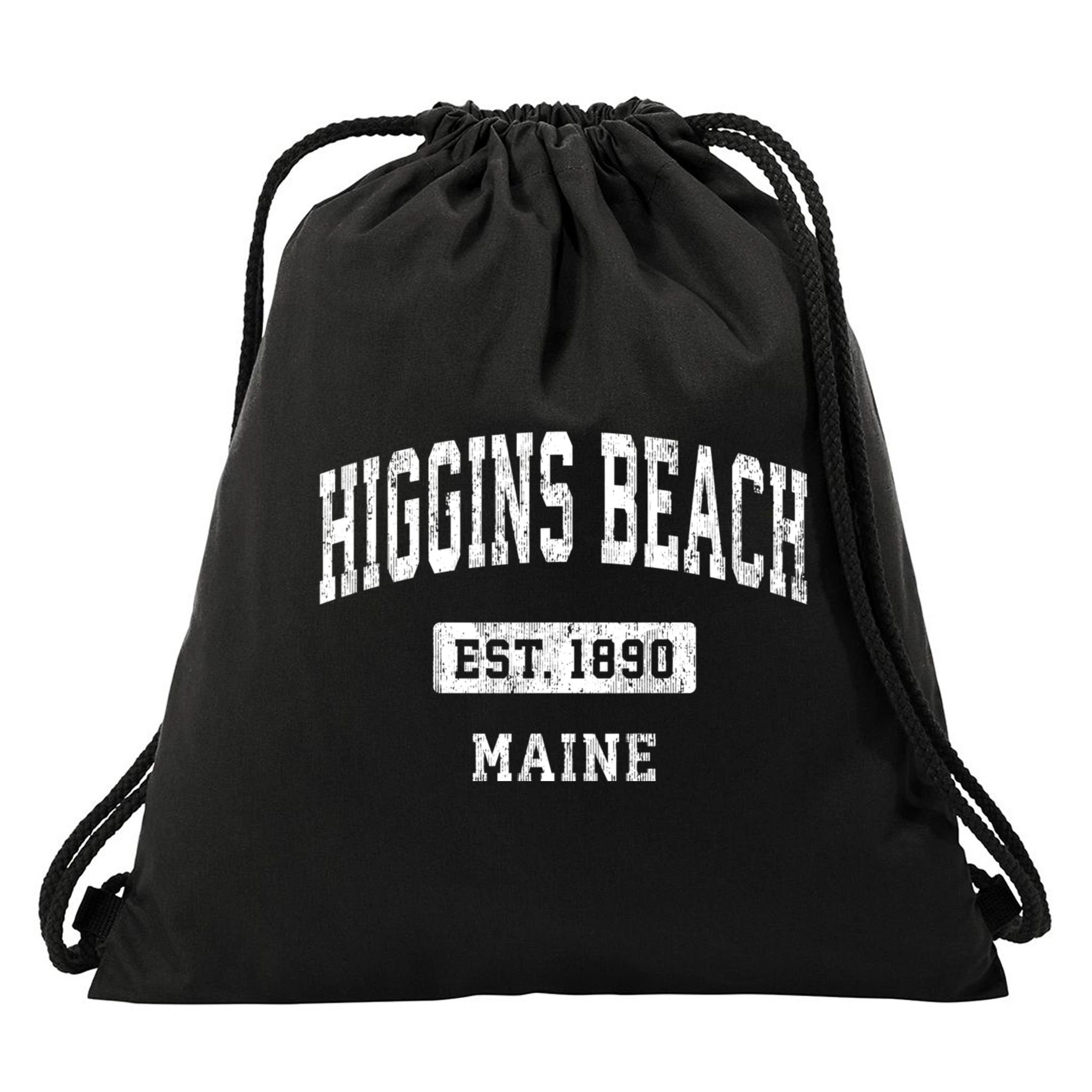 Higgins Beach Maine Me Vintage Sports Established Drawstring Bag