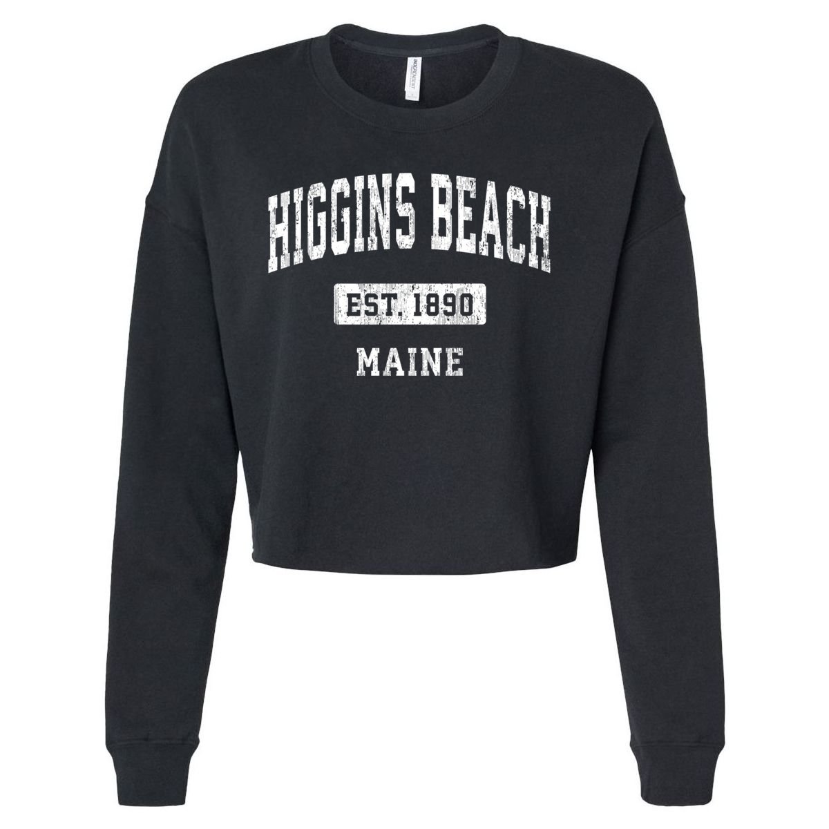 Higgins Beach Maine Me Vintage Sports Established Cropped Pullover Crew