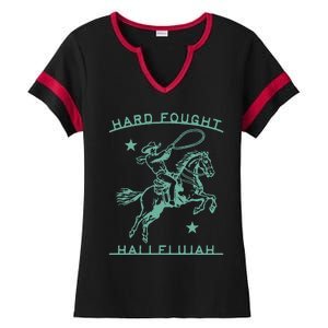 Hallelujah Brandon Merch Hard Fought Lake Jesus Chrsitian Ladies Halftime Notch Neck Tee