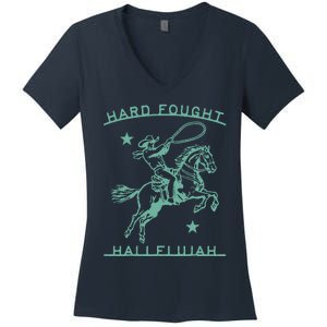 Hallelujah Brandon Merch Hard Fought Lake Jesus Chrsitian Women's V-Neck T-Shirt