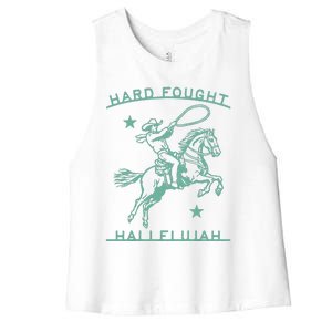 Hallelujah Brandon Merch Hard Fought Lake Jesus Chrsitian Women's Racerback Cropped Tank