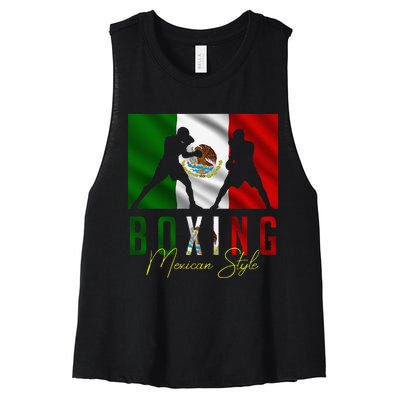 Humorous Boxing Mexican Sparring Kickboxing Kickboxer Fan Women's Racerback Cropped Tank