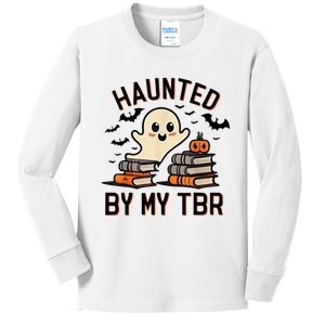 Haunted By My Tbr Boo Halloween Book Kids Long Sleeve Shirt