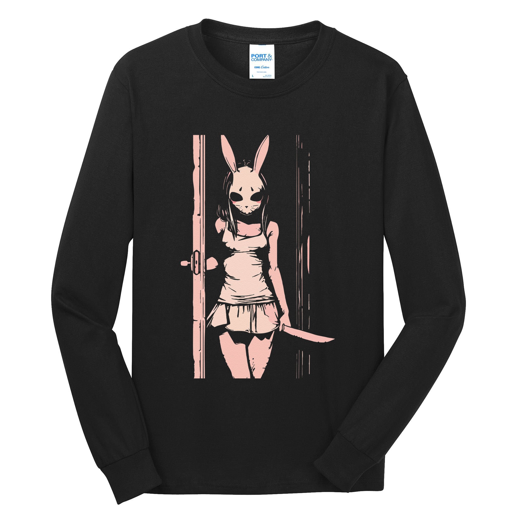 Horror Bunny Mask Slasher Anime Alt Creepy Pastel Goth Tall Long Sleeve T-Shirt