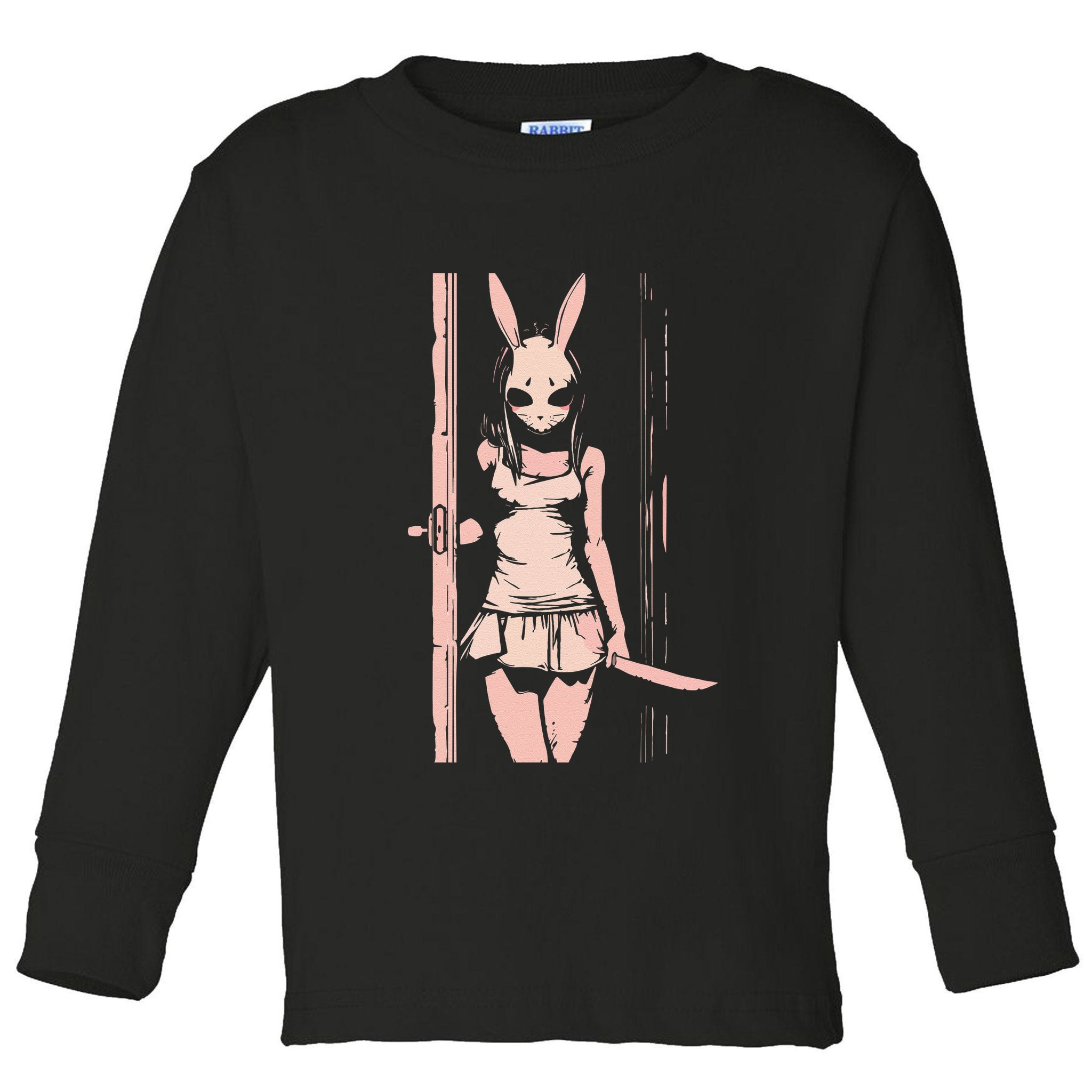 Horror Bunny Mask Slasher Anime Alt Creepy Pastel Goth Toddler Long Sleeve Shirt
