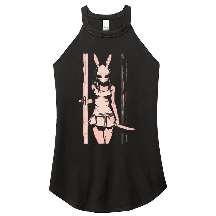 Horror Bunny Mask Slasher Anime Alt Creepy Pastel Goth Women's Perfect Tri Rocker Tank