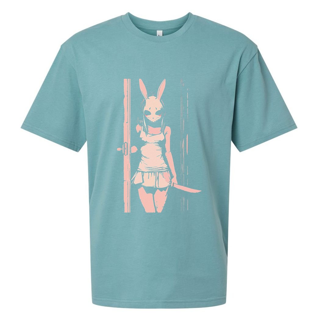 Horror Bunny Mask Slasher Anime Alt Creepy Pastel Goth Sueded Cloud Jersey T-Shirt