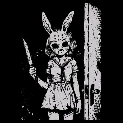 Horror Bunny Mask Rabbit Alt Goth Slasher Creepy Anime T-Shirt
