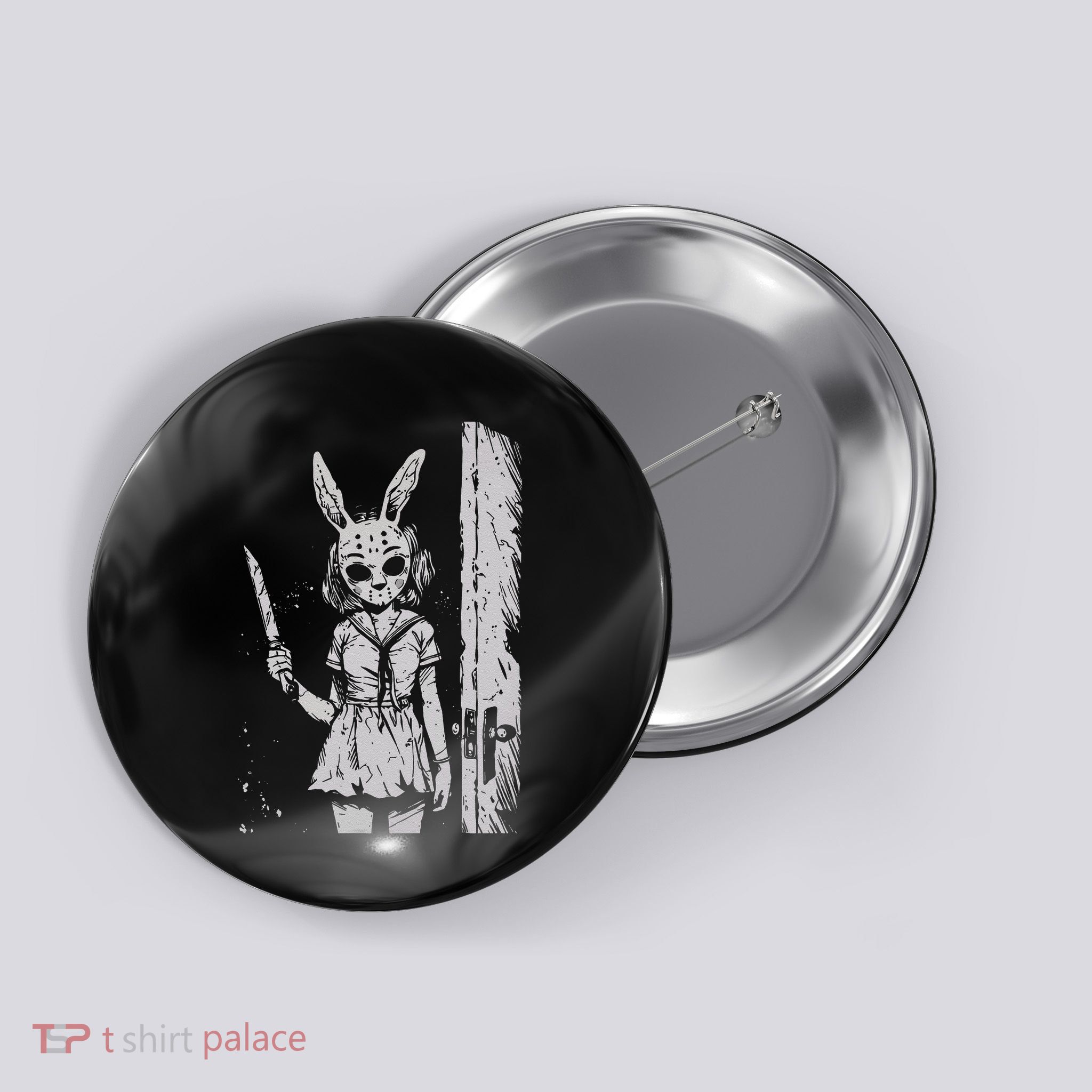Horror Bunny Mask Rabbit Alt Goth Slasher Creepy Anime Button