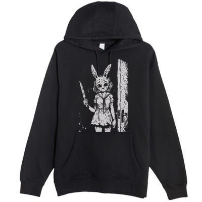 Horror Bunny Mask Rabbit Alt Goth Slasher Creepy Anime Premium Pullover Hoodie