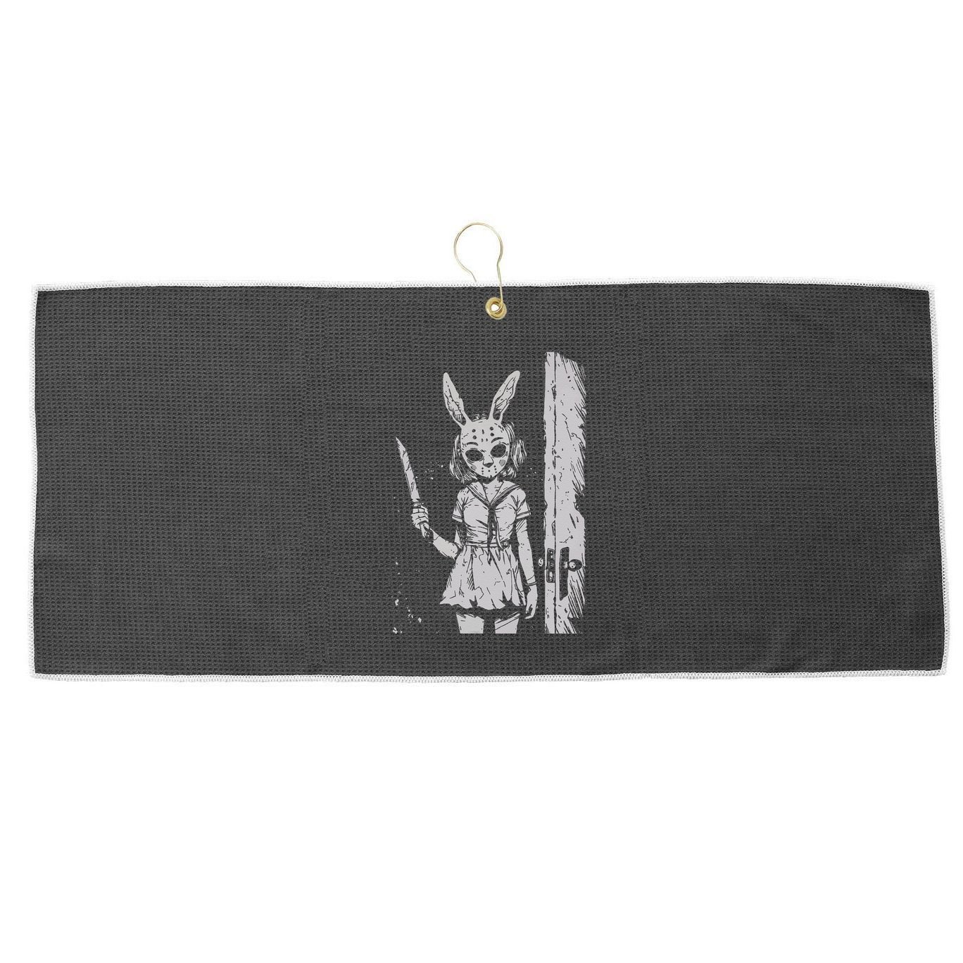 Horror Bunny Mask Rabbit Alt Goth Slasher Creepy Anime Large Microfiber Waffle Golf Towel