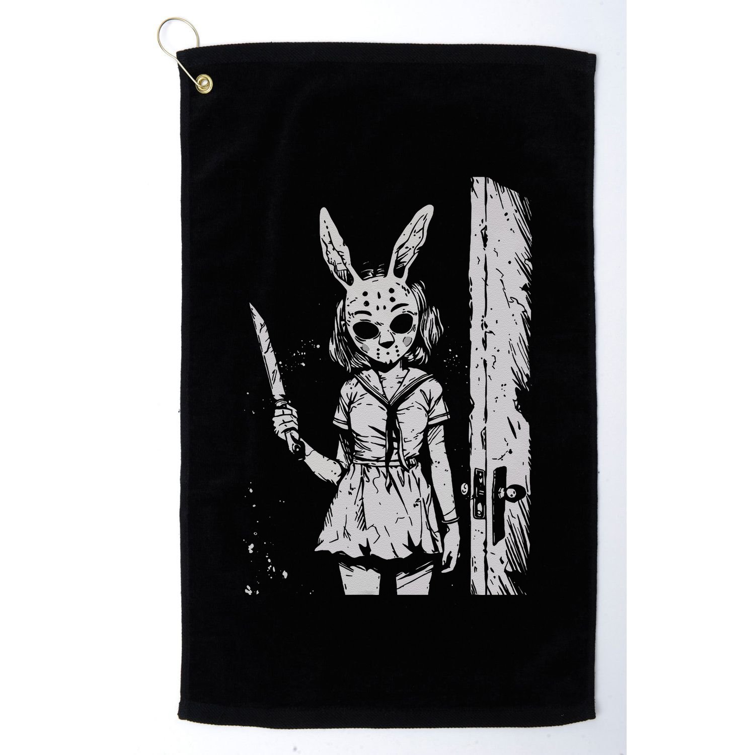 Horror Bunny Mask Rabbit Alt Goth Slasher Creepy Anime Golf Towel