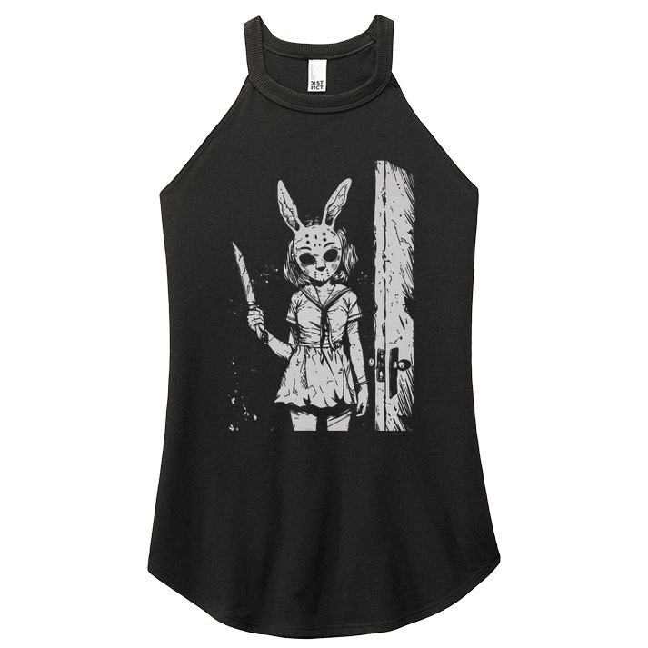 Horror Bunny Mask Rabbit Alt Goth Slasher Creepy Anime Women's Perfect Tri Rocker Tank