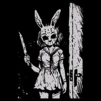 Horror Bunny Mask Rabbit Alt Goth Slasher Creepy Anime Womens T-Shirt