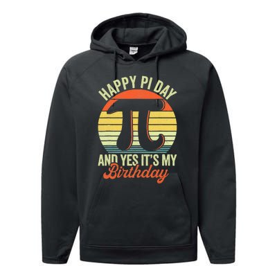 Happy Birthday Math Geek Pi Day Performance Fleece Hoodie