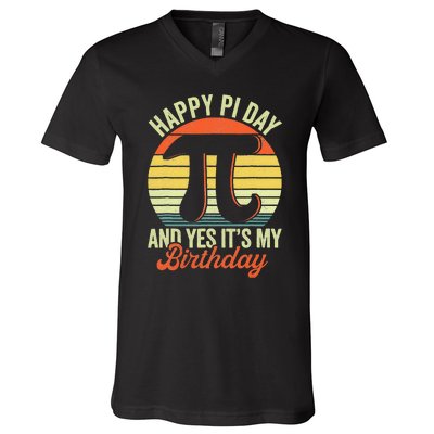 Happy Birthday Math Geek Pi Day V-Neck T-Shirt