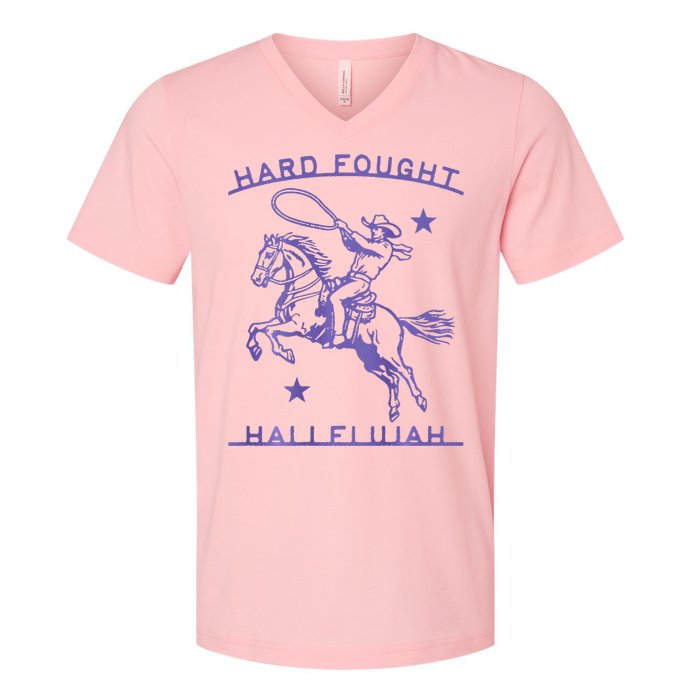 Hallelujah Brandon Merch Hard Fought Jesus Lake V-Neck T-Shirt