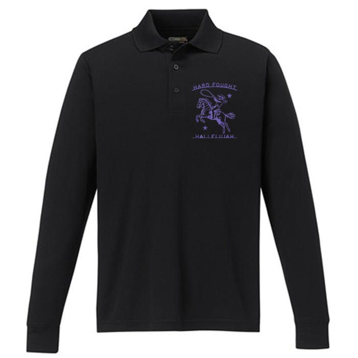 Hallelujah Brandon Merch Hard Fought Jesus Lake Performance Long Sleeve Polo