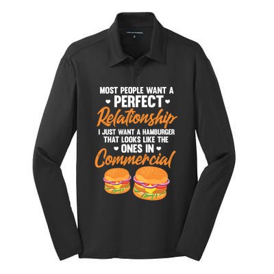 Hamburger Burger Most People Want A Perfect Relationship Funny Gift Silk Touch Performance Long Sleeve Polo