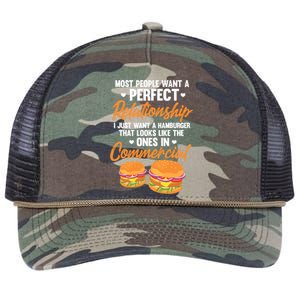 Hamburger Burger Most People Want A Perfect Relationship Funny Gift Retro Rope Trucker Hat Cap