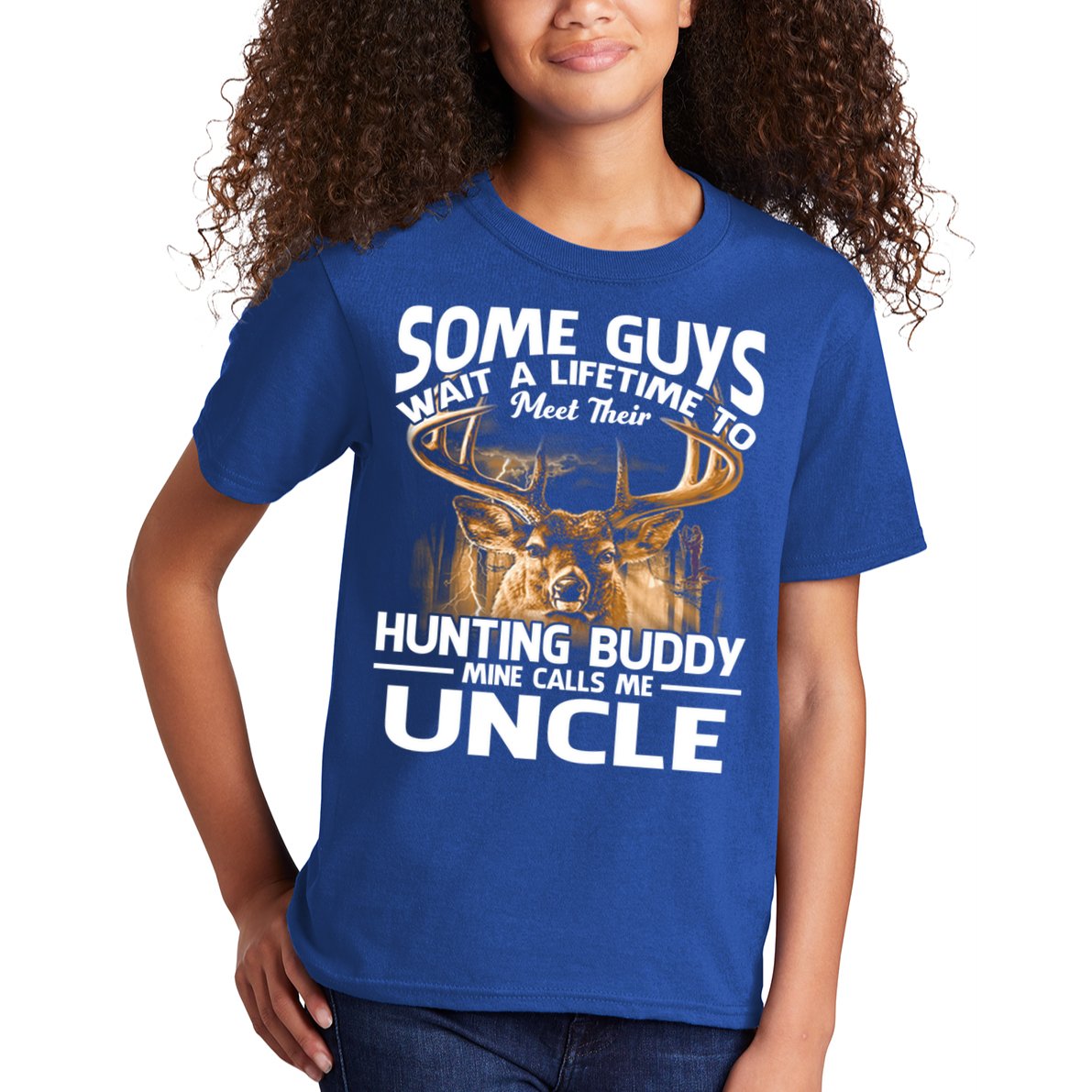 Hunting Buddy Mine Calls Me Uncle Fathers Day Deer Hunter Gift Kids T-Shirt