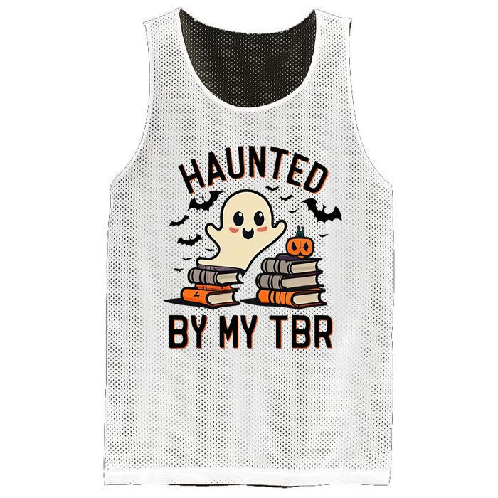 Haunted By My Tbr Boo Halloween Book Mesh Reversible Basketball Jersey Tank