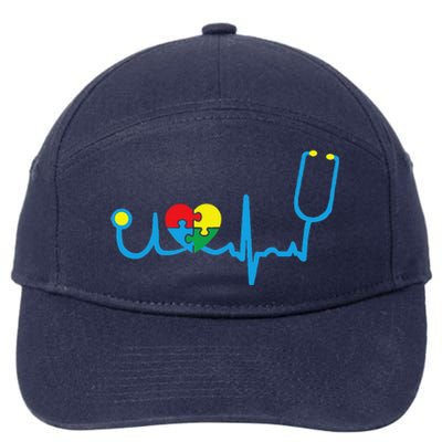 Heart Beat Nurse Autism Awareness Day Cute Gift Nurses 7-Panel Snapback Hat