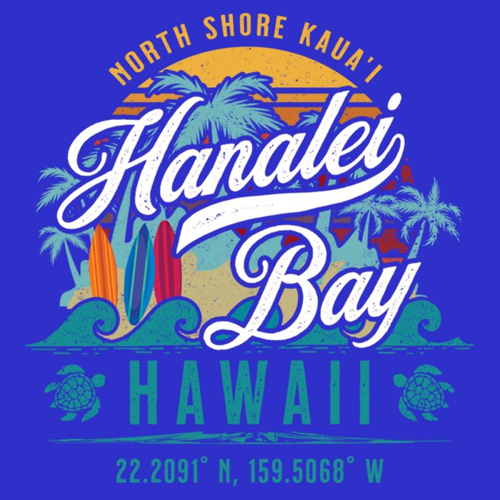 Hanalei Bay North Shore Kauai Hawaii Retro Sun Surf Fishing Gift Baby Bodysuit