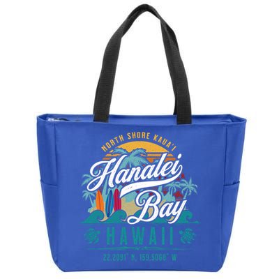 Hanalei Bay North Shore Kauai Hawaii Retro Sun Surf Fishing Gift Zip Tote Bag
