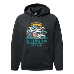 Hanalei Bay North Shore Kauai Hawaii Performance Fleece Hoodie