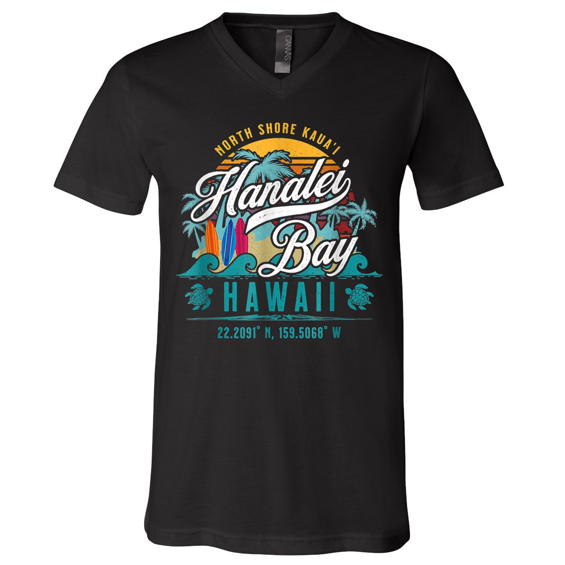 Hanalei Bay North Shore Kauai Hawaii V-Neck T-Shirt