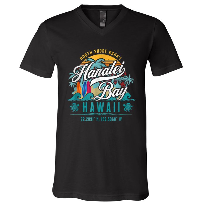 Hanalei Bay North Shore Kauai Hawaii V-Neck T-Shirt