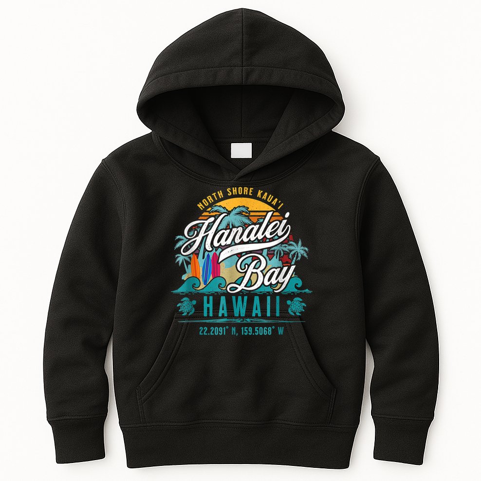 Hanalei Bay North Shore Kauai Hawaii Kids Hoodie