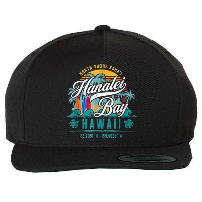 Hanalei Bay North Shore Kauai Hawaii Wool Snapback Cap