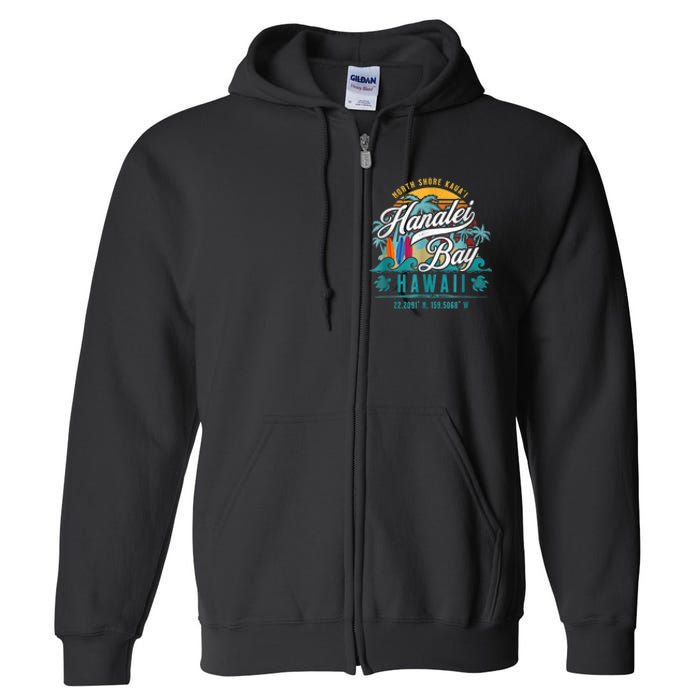 Hanalei Bay North Shore Kauai Hawaii Full Zip Hoodie