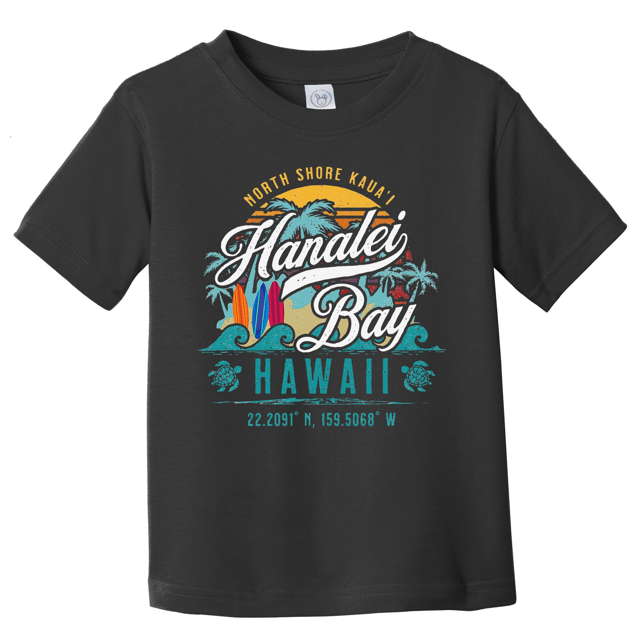 Hanalei Bay North Shore Kauai Hawaii Retro Sun Surf Fishing Toddler T-Shirt