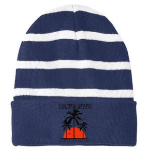 Holden Beach North Carolina Surfing Surfboarding Striped Beanie with Solid Band