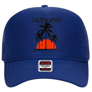 Holden Beach North Carolina Surfing Surfboarding High Crown Mesh Back Trucker Hat