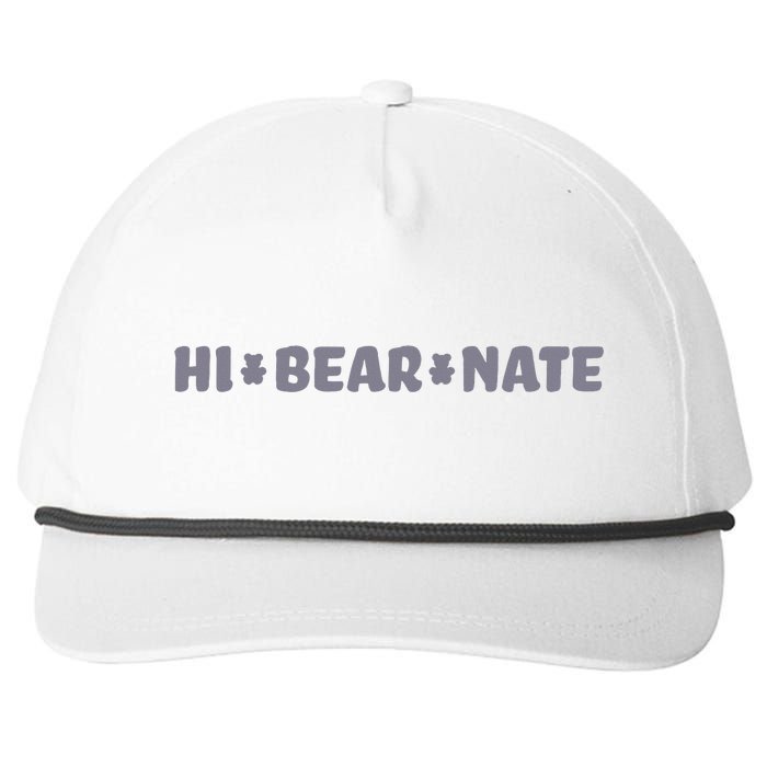 Hi Bear Nate Funny Hi Bear Nate Snapback Five-Panel Rope Hat