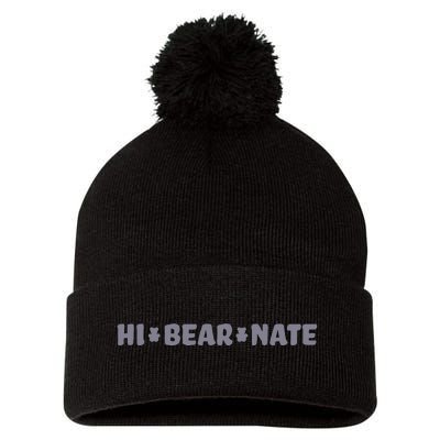 Hi Bear Nate Funny Hi Bear Nate Pom Pom 12in Knit Beanie