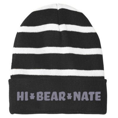 Hi Bear Nate Funny Hi Bear Nate Striped Beanie with Solid Band