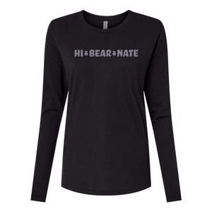 Hi Bear Nate Funny Hi Bear Nate Womens Cotton Relaxed Long Sleeve T-Shirt