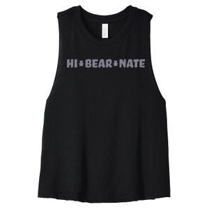 Hi Bear Nate Funny Hi Bear Nate Women's Racerback Cropped Tank