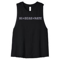 Hi Bear Nate Funny Hi Bear Nate Women's Racerback Cropped Tank