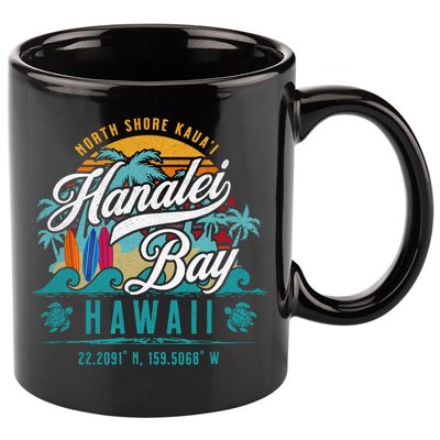 Hanalei Bay North Shore Kauai Hawaii 11oz C Handle Ceramic Mug